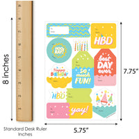 Party Time - Assorted Happy Birthday Party Gift Tag Labels - To and From Stickers - 12 Sheets - 120 Stickers