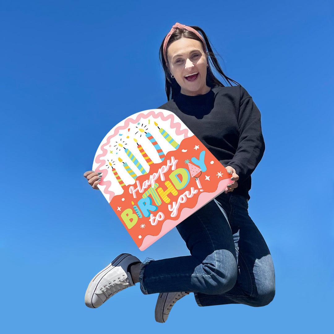 Party Time -Happy Birthday Giant Greeting Card - Big Shaped Jumborific Card - 16.5 x 22 inches