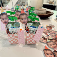Custom Photo Party Time - Happy Birthday Party Fun Face Paper Straw Decor - Set of 24