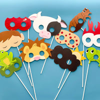Happy Passover Plague Masks - Paper Card Stock Pesach Jewish Holiday Party Photo Booth Props Kit - 10 Count