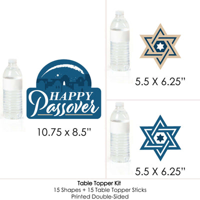 Happy Passover - Pesach Jewish Holiday Party Centerpiece Sticks - Table Toppers - Set of 15