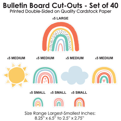 Pastel Boho Rainbow - DIY Classroom Decorations - Bulletin Board Cut-Outs - Set of 40