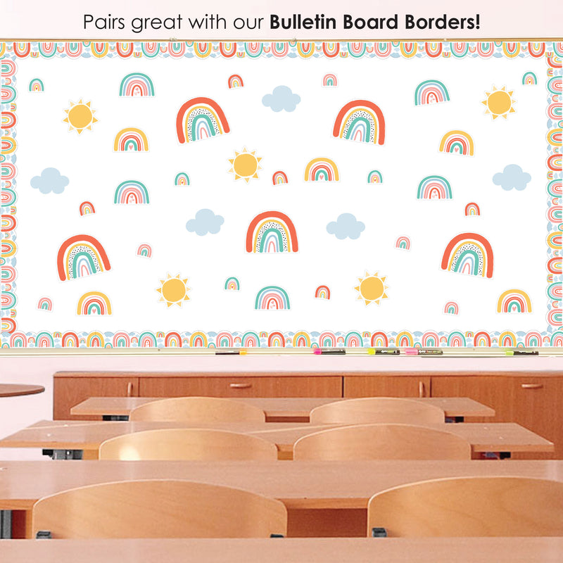 Pastel Boho Rainbow - DIY Classroom Decorations - Bulletin Board Cut-Outs - Set of 40