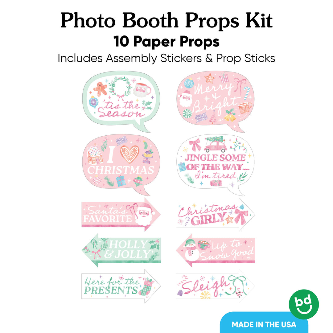 Pastel Christmas Funny Photo Props - 10 Ct