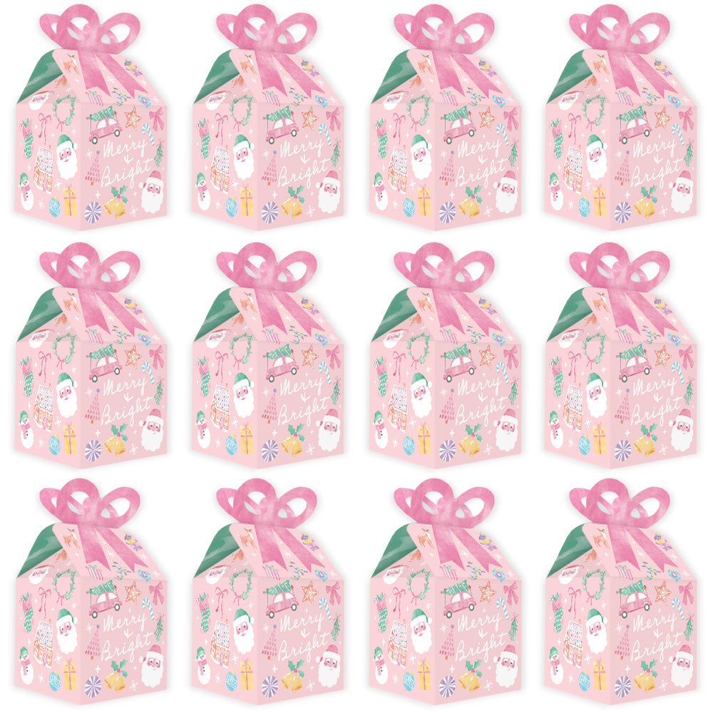 Pastel Christmas Bow Boxes - 12 Ct