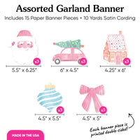 Pastel Christmas Garland Banner - 15 Pc