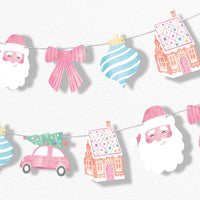 Pastel Christmas Garland Banner - 15 Pc