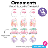 Pastel Christmas Tree Ornaments - 12 Ct