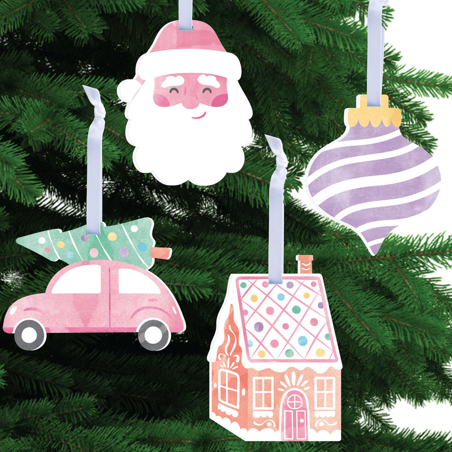 Pastel Christmas Tree Ornaments - 12 Ct