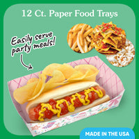 Pastel Christmas Paper Food Trays - 12 Ct