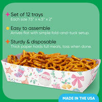 Pastel Christmas Paper Food Trays - 12 Ct