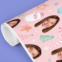 Custom Face Wrapping Paper - Pastel Christmas