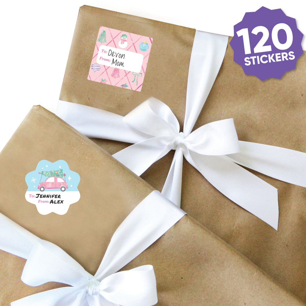 Pastel Christmas To and From Stickers - 12 Sheets