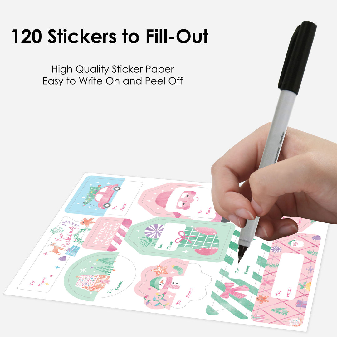 Pastel Christmas To and From Stickers - 12 Sheets