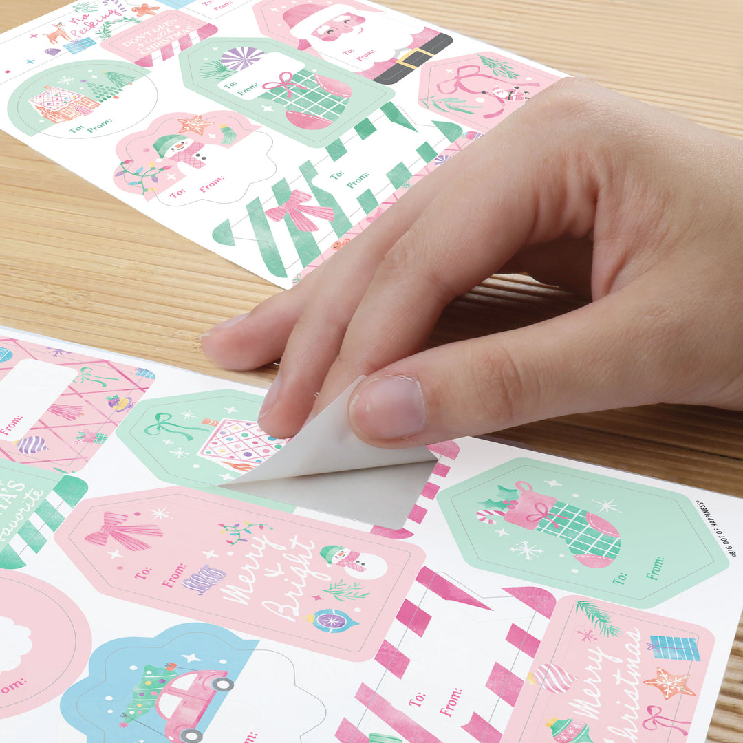 Pastel Christmas To and From Stickers - 12 Sheets