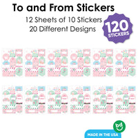 Pastel Christmas To and From Stickers - 12 Sheets