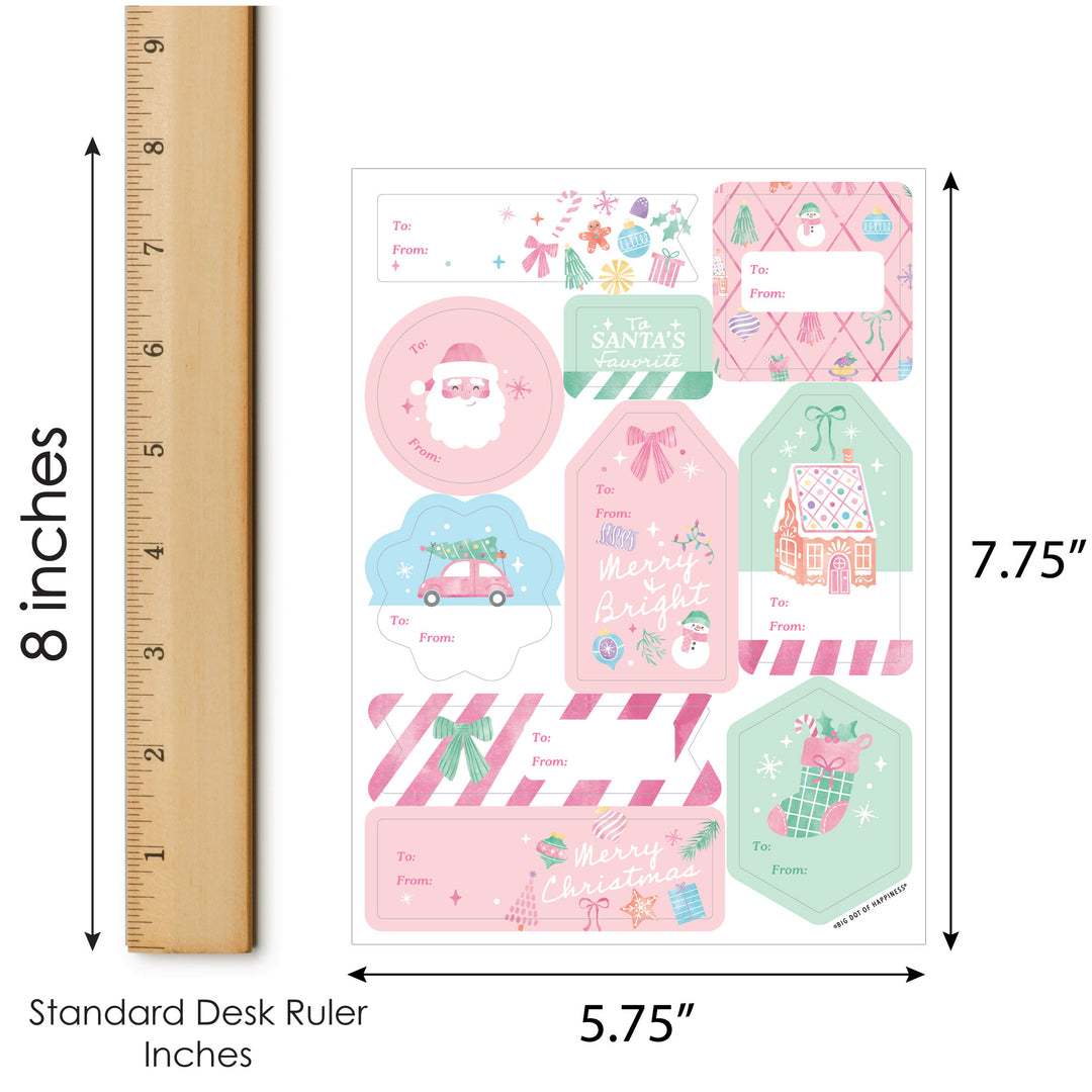 Pastel Christmas To and From Stickers - 12 Sheets