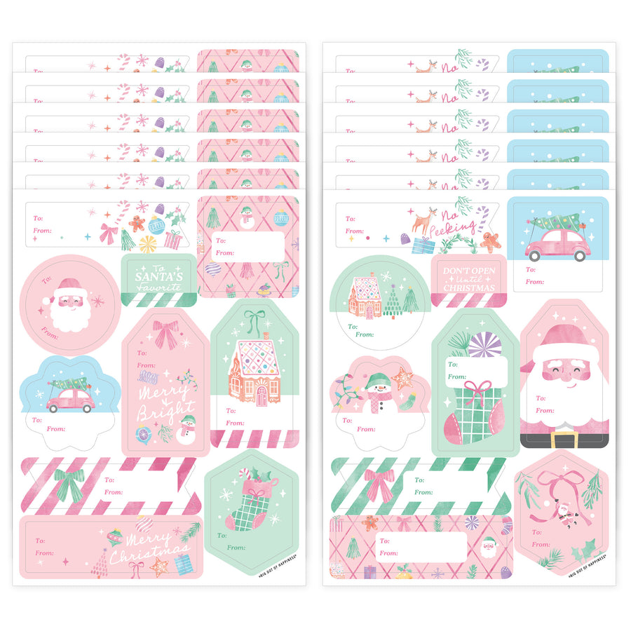 Pastel Christmas To and From Stickers - 12 Sheets