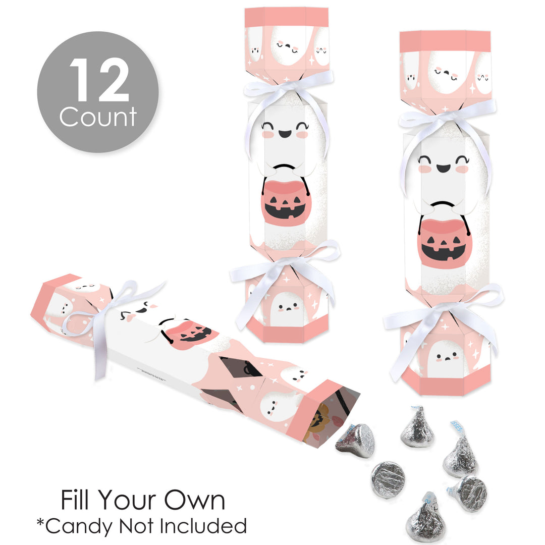 Pastel Halloween - No Snap Pink Pumpkin Party Table Favors - DIY Cracker Boxes - Set of 12