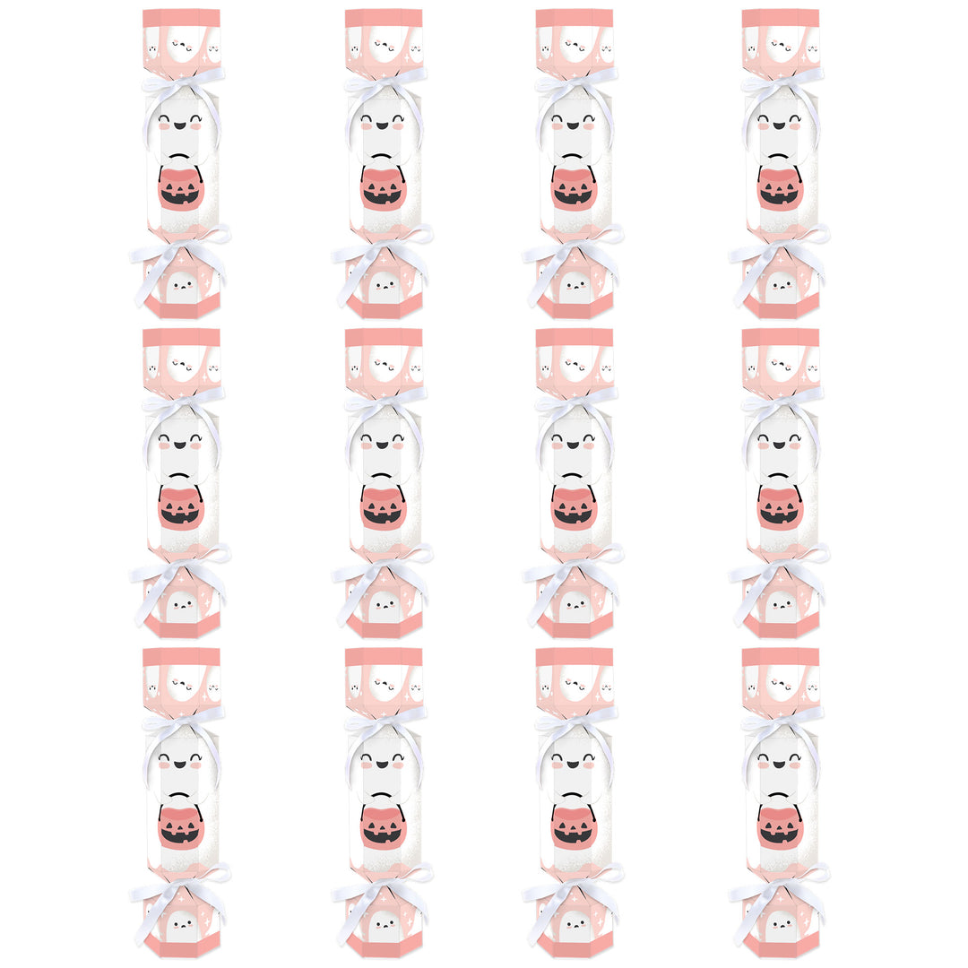 Pastel Halloween - No Snap Pink Pumpkin Party Table Favors - DIY Cracker Boxes - Set of 12