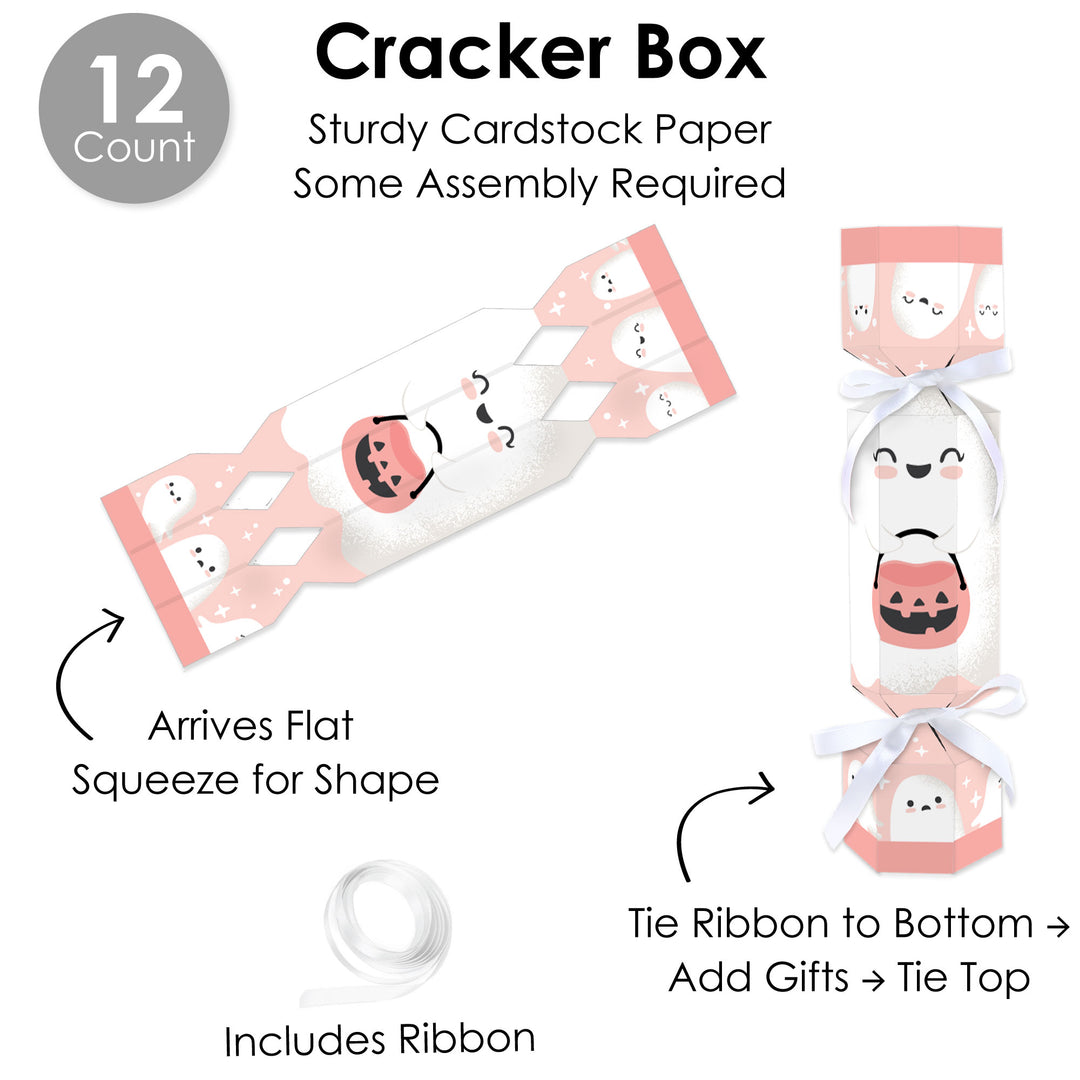 Pastel Halloween - No Snap Pink Pumpkin Party Table Favors - DIY Cracker Boxes - Set of 12