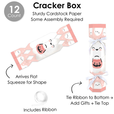 Pastel Halloween - No Snap Pink Pumpkin Party Table Favors - DIY Cracker Boxes - Set of 12