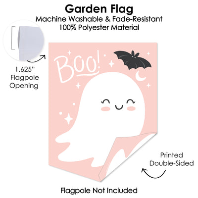 Pastel Halloween - Outdoor Home Decorations - Double-Sided Pink Pumpkin Party Garden Flag - 12 x 15.25 inches