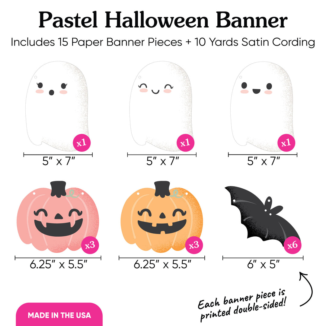 Pastel Halloween Garland Banner - 15 Pc