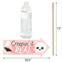 Funny Pastel Halloween - Pink Pumpkin Party Photo Booth Props Kit - 10 Piece