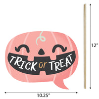 Funny Pastel Halloween - Pink Pumpkin Party Photo Booth Props Kit - 10 Piece