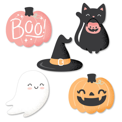 Pastel Halloween - DIY Shaped Pink Pumpkin Party Cut-Outs - 24 Count