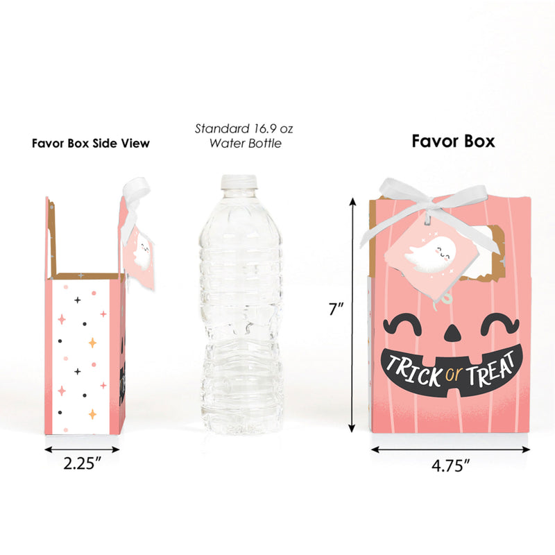 Pastel Halloween - Pink Pumpkin Party Favor Boxes - Set of 12