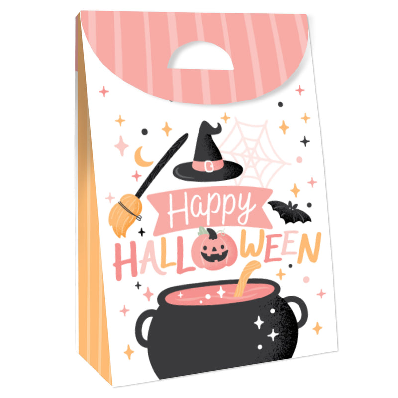 Pastel Halloween - Pink Pumpkin Party Gift Favor Bags - Party Goodie Boxes - Set of 12
