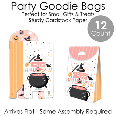 Pastel Halloween - Pink Pumpkin Party Gift Favor Bags - Party Goodie Boxes - Set of 12