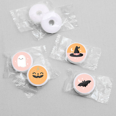 Pastel Halloween - Pink Pumpkin Party Round Candy Sticker Favors - Labels Fit Chocolate Candy (1 sheet of 108)