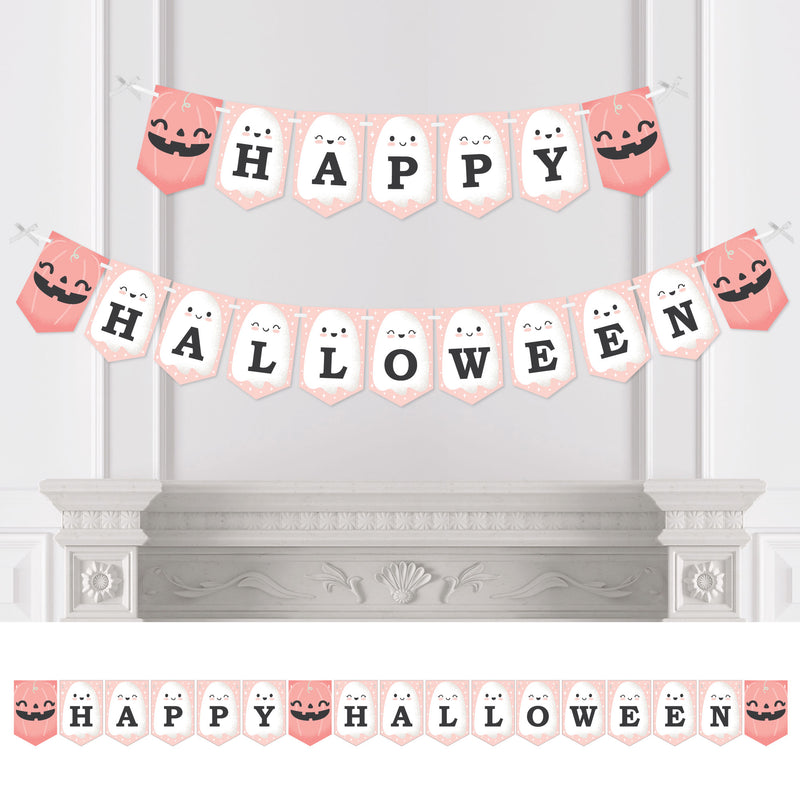 Pastel Halloween - Pink Pumpkin Party Bunting Banner - Party Decorations - Happy Halloween