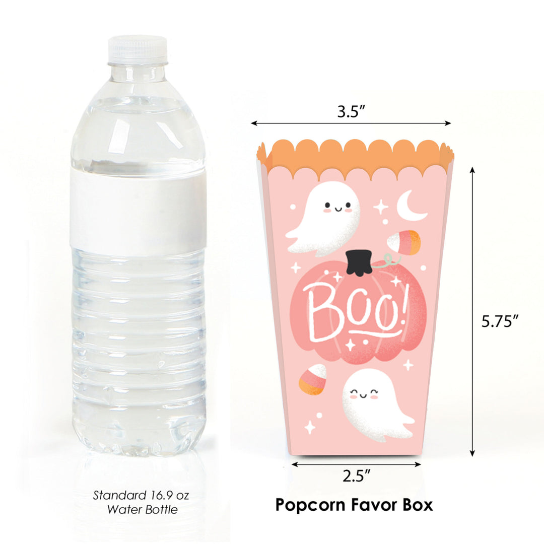 Pastel Halloween - Pink Pumpkin Party Favor Popcorn Treat Boxes - Set of 12