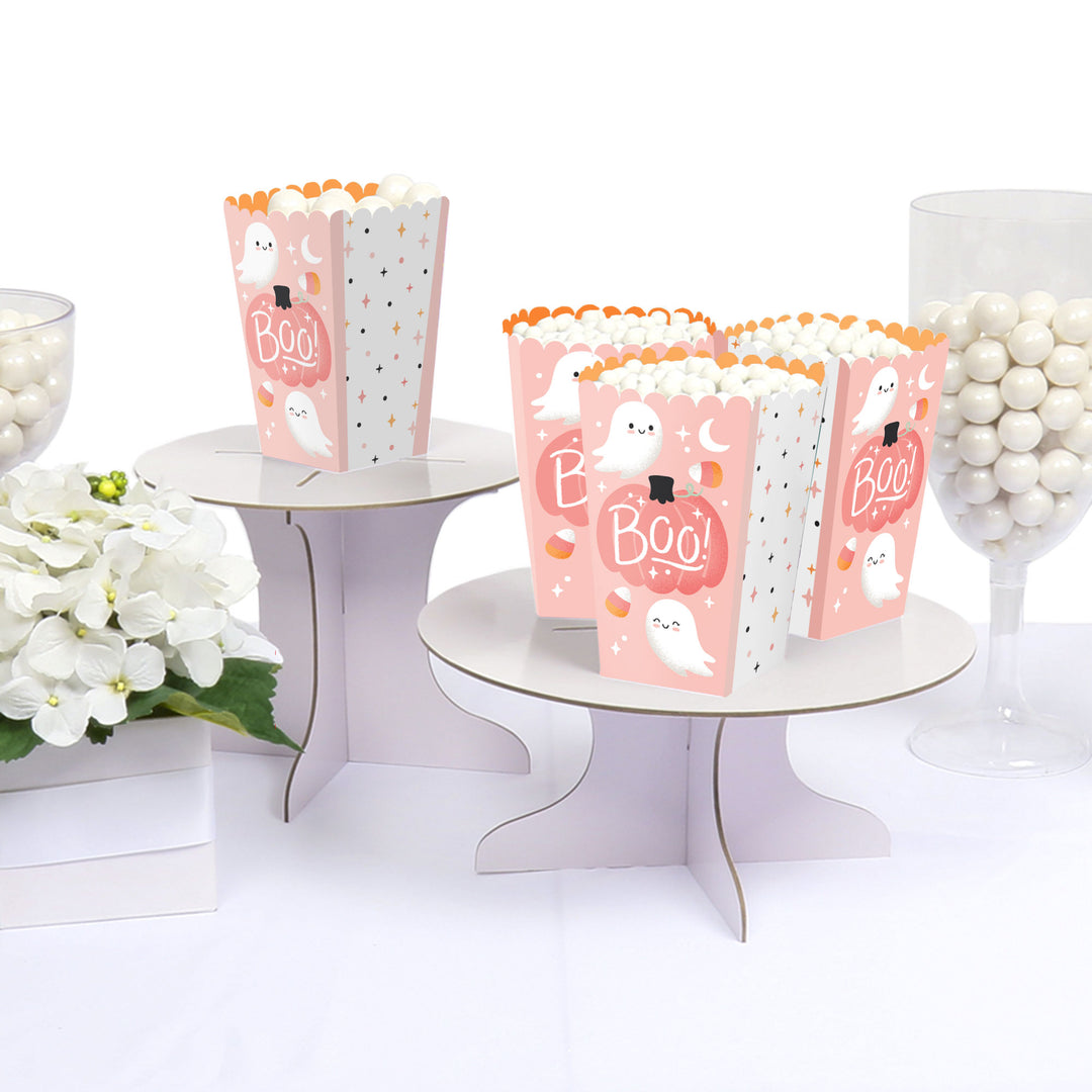 Pastel Halloween - Pink Pumpkin Party Favor Popcorn Treat Boxes - Set of 12