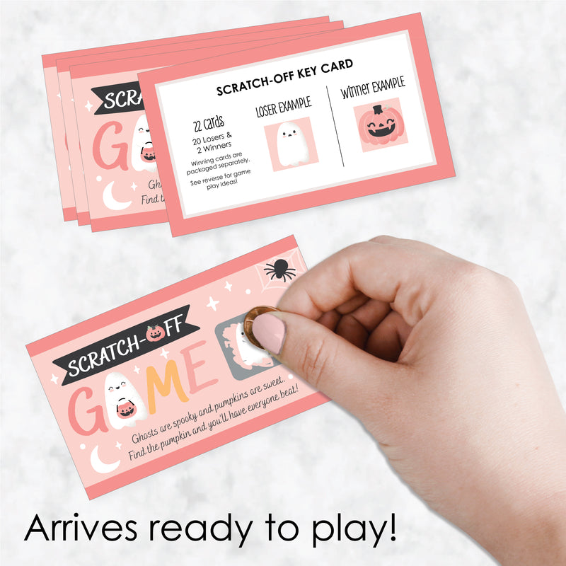 Pastel Halloween - Pink Pumpkin Party Game Scratch Off Cards - 22 Count