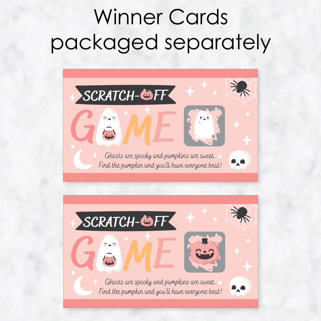 Pastel Halloween - Pink Pumpkin Party Game Scratch Off Cards - 22 Count