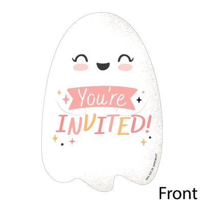 Pastel Halloween - Shaped Fill-In Invitations - Pink Pumpkin Party Invitation Cards with Envelopes - Set of 12