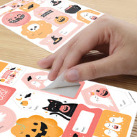 Pastel Halloween - Assorted Pink Pumpkin Birthday Party Gift Tag Labels - To and From Treat Stickers - 12 Sheets - 120 Stickers