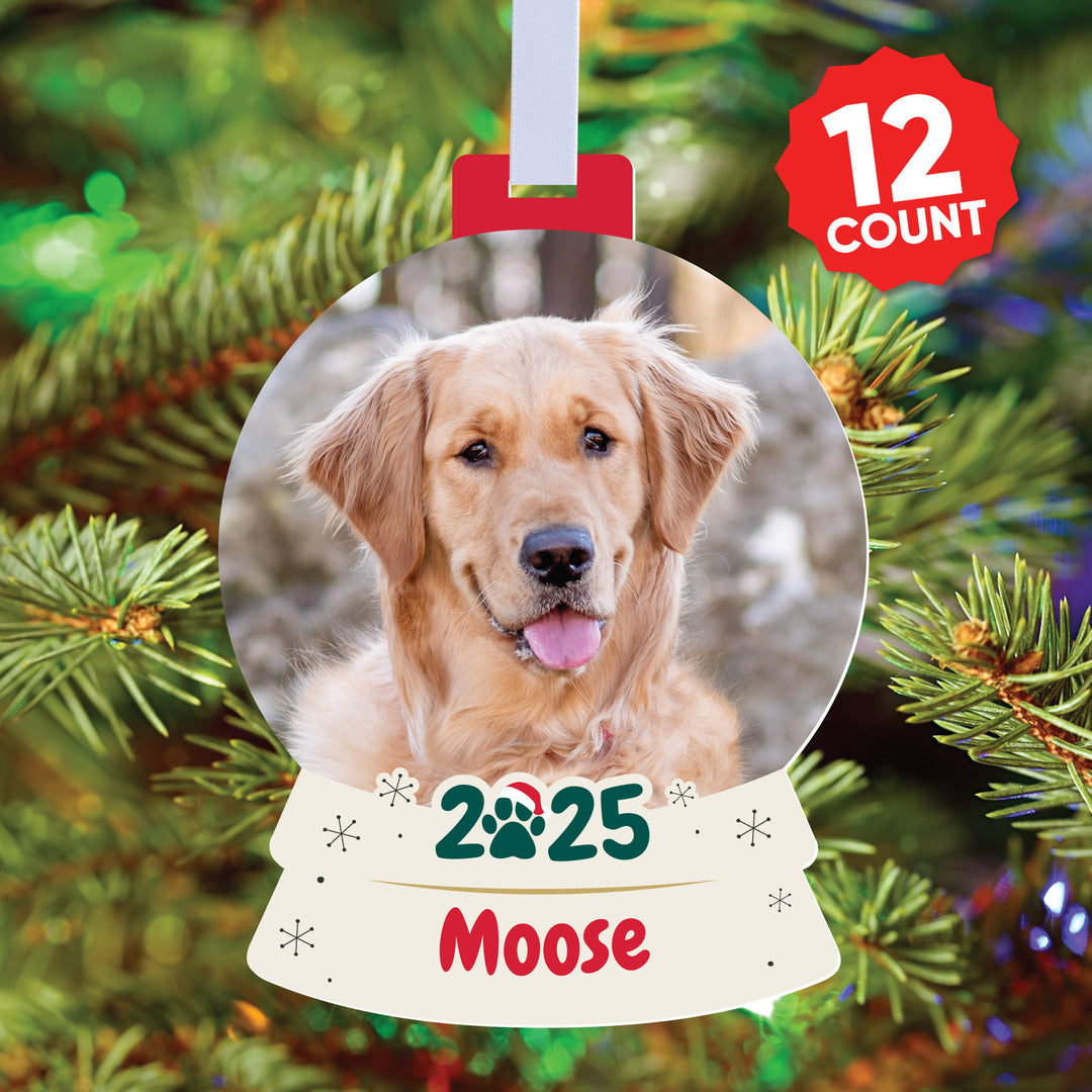 Custom Photo Pet Snow Globe Tree Ornaments - 12 Ct