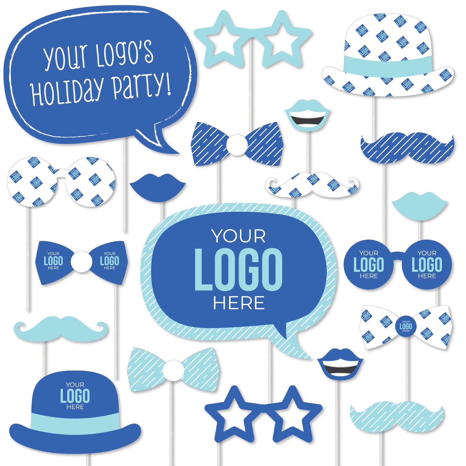 Custom Logo Photo Booth Props Kit - Personalized Branded Business Party ...