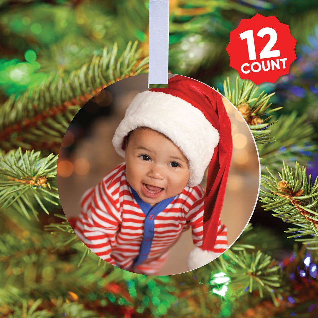 Custom Photo Tree Ornaments - 12 Ct