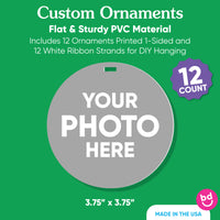 Custom Photo Tree Ornaments - 12 Ct