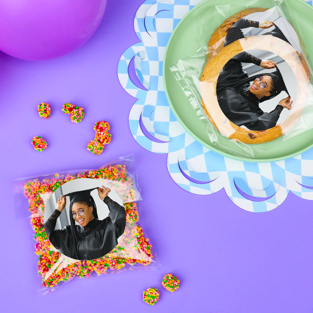 Custom Photo Stickers & Clear Cookie Bags