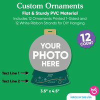Custom Photo Snow Globe Tree Ornaments - 12 Ct