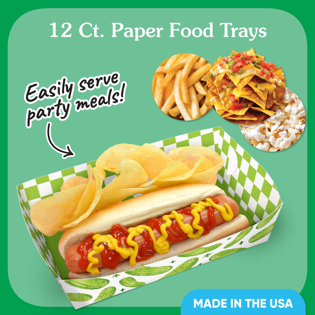 Pickle Paper Food Trays - 12 Ct