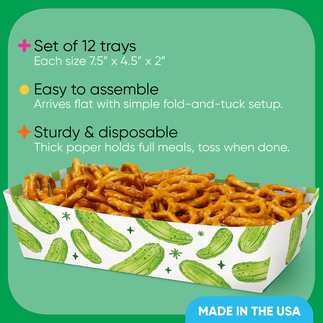 Pickle Paper Food Trays - 12 Ct